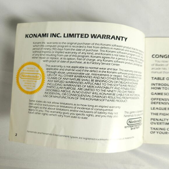 Blades of Steel Instruction Manual Booklet *ONLY* NES Nintendo Entertainment - Picture 3 of 7